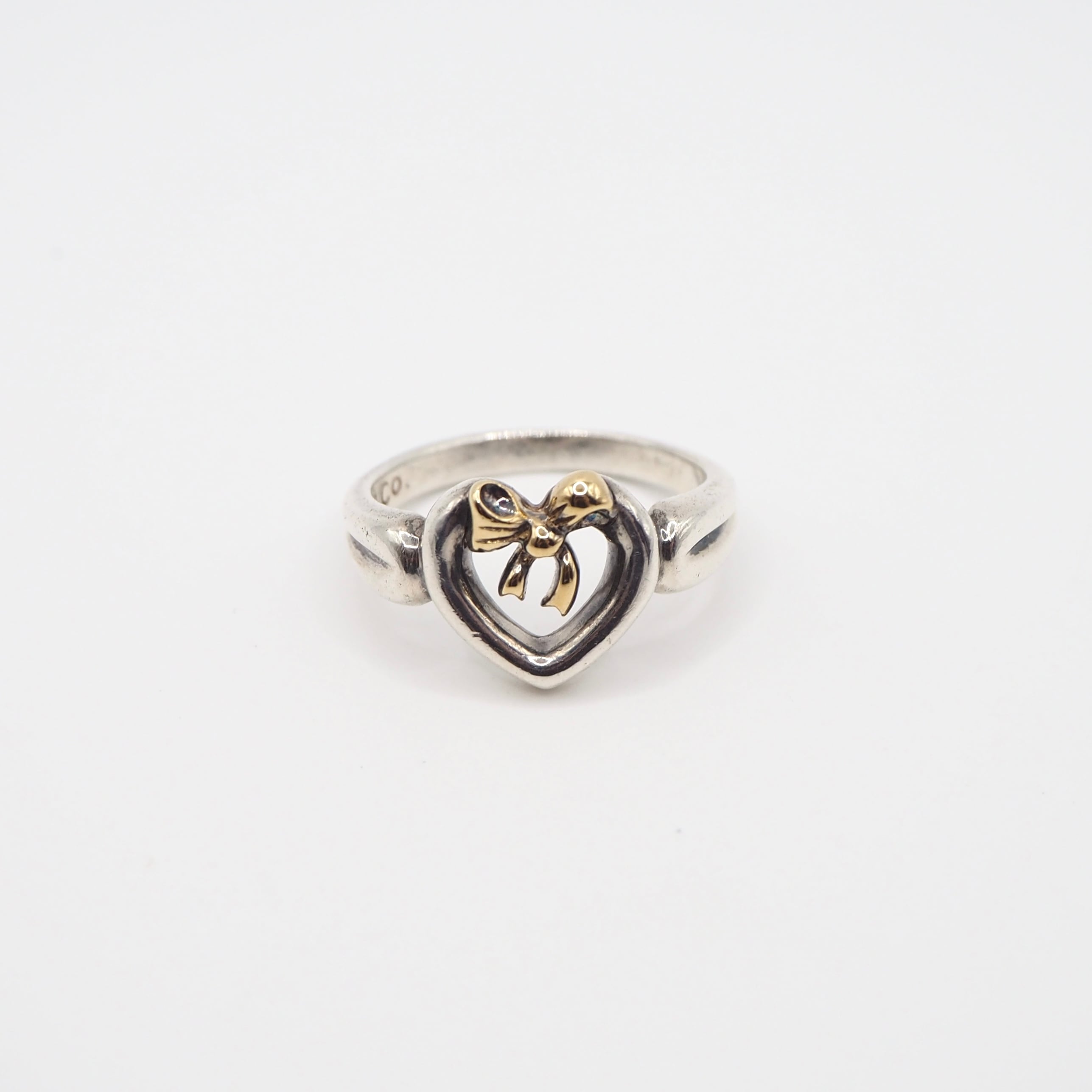 Tiffany&Co. 約9号 ハートウィズボウリング シルバー925 K18