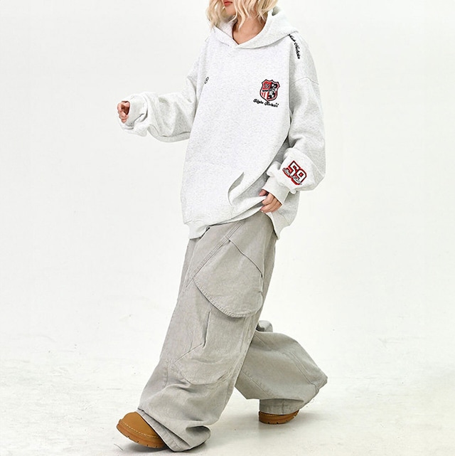 エンブレムスポーツフーディトップス 3col R01509