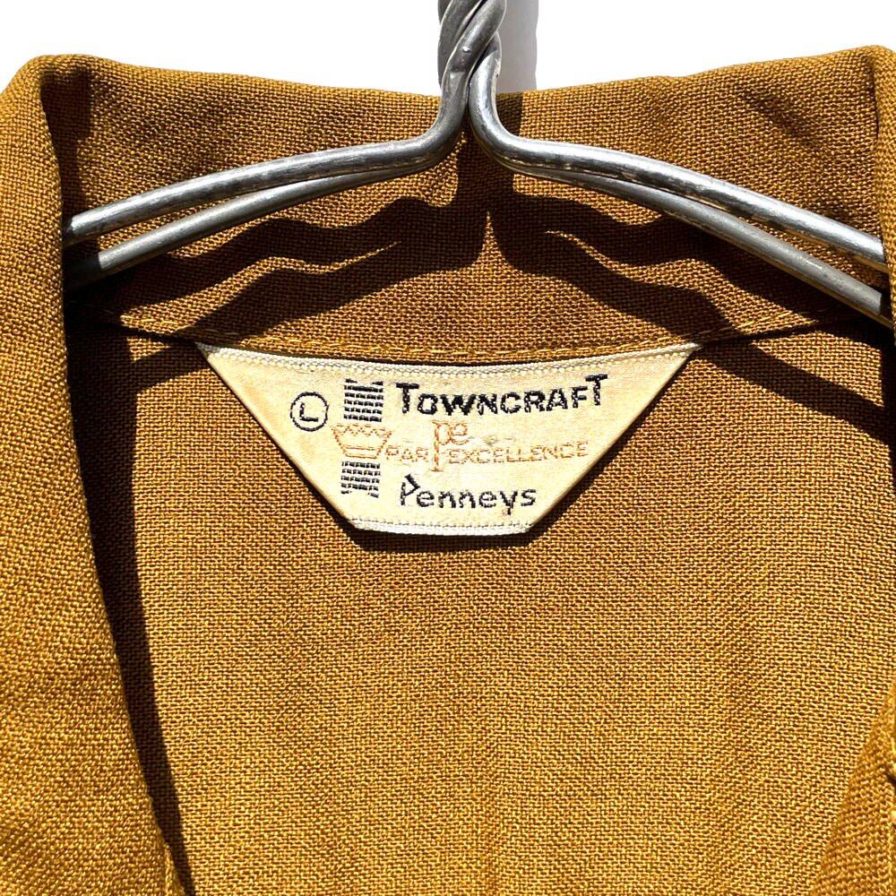 TOWNCRAFT - Penneys] Vintage S/S Open Collar Rayon Shirt [1960s