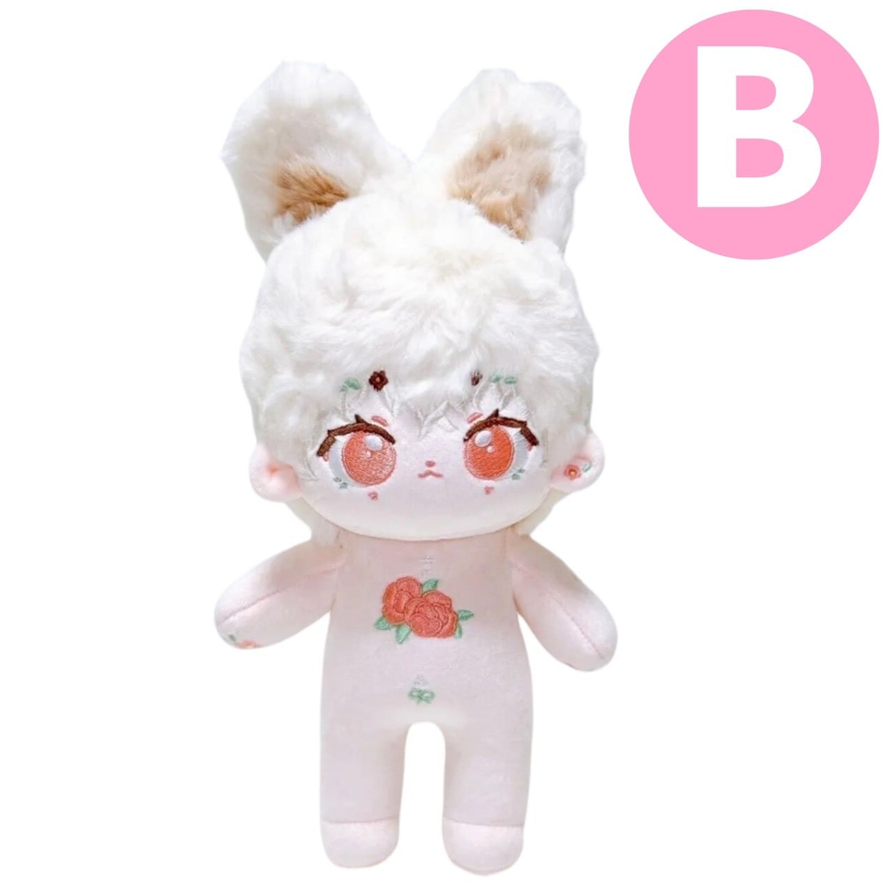 ぬい本体 スケルトンあり 骨 20cm ぬいぐるみ さくらんぼ バラ 銀髪 猫