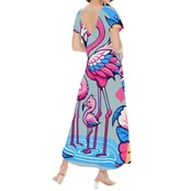 Women's Short Sleeve Long Draped Dress 4562
