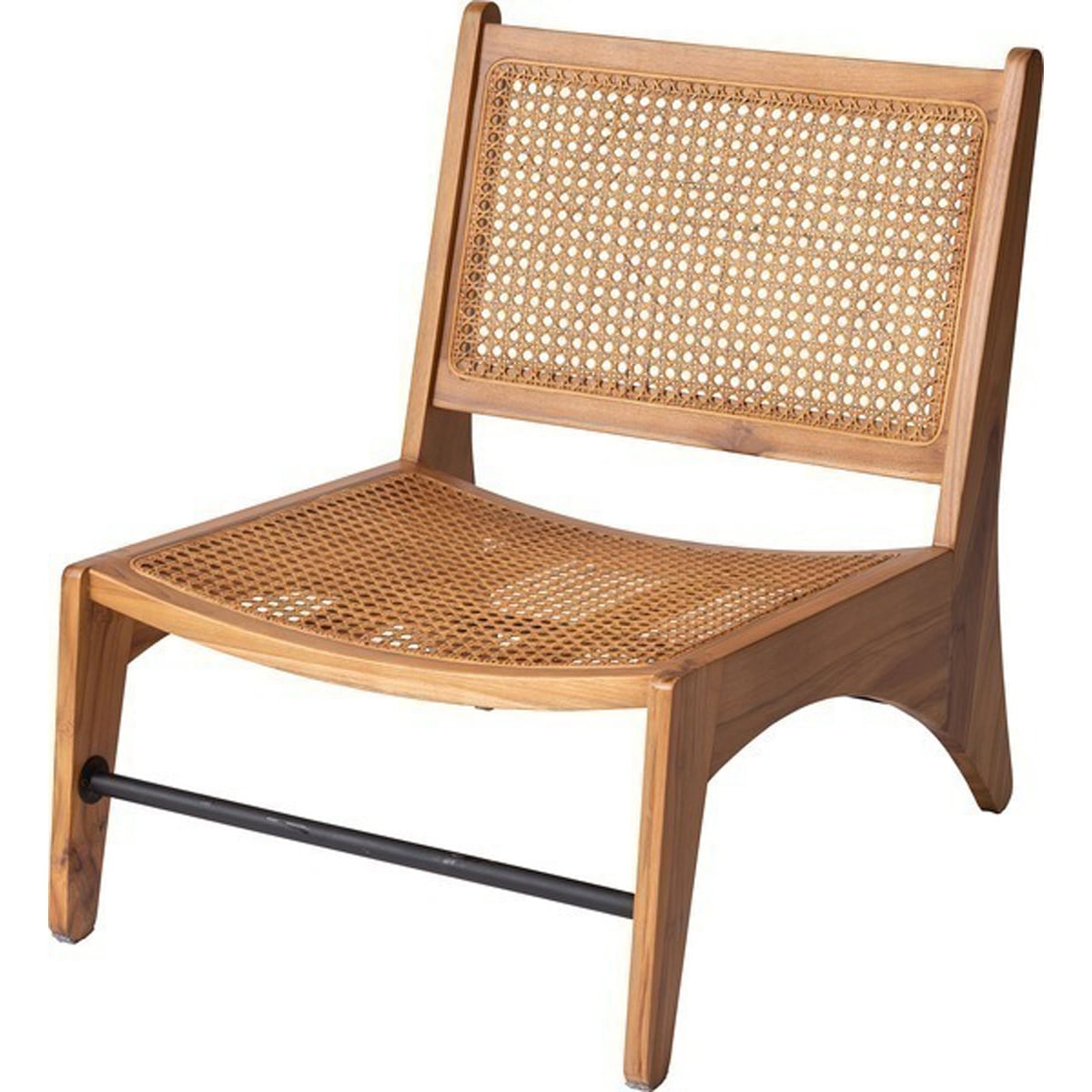 ローチェア 天然木 チーク ラッカー塗装 ラタン スチール 粉体塗装