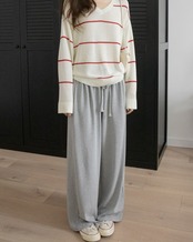 Draped straight knit Pants T20068