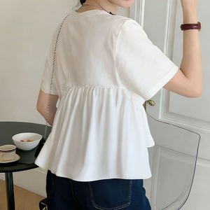 ペプラム ブラウス 重ね着風 レディース 春夏 韓国 きれいめ 大人 かわいい おしゃれ ドッキング トップス ビスチェ風 ゆったり 体型カバー フェミニン 大人可愛い 大人女子