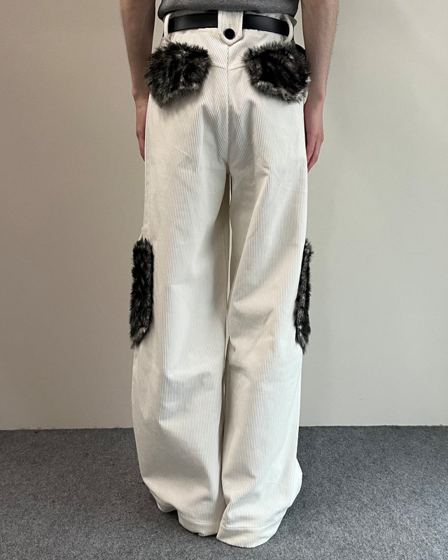 【26/AW Oscar Ouyang】Ivory corduroy cargo trousers