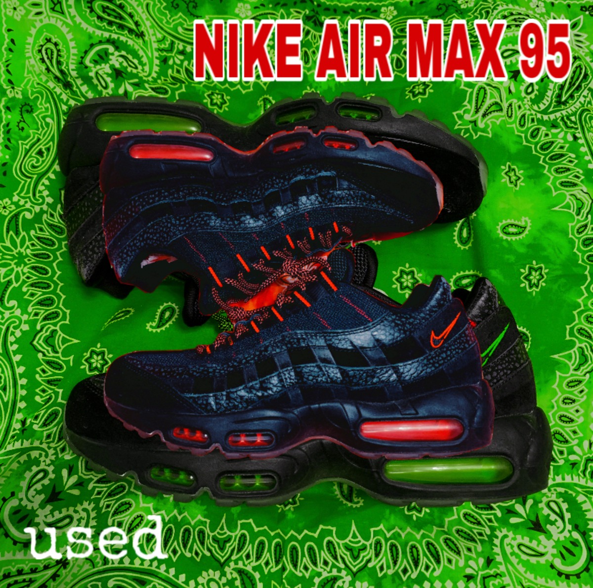 送料無料【used美品【NIKE AIR MAX 95 ナイキ エア マックス BLACK 
