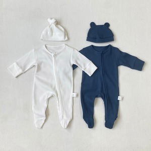 【BABY】ワッフル無地ロンパース