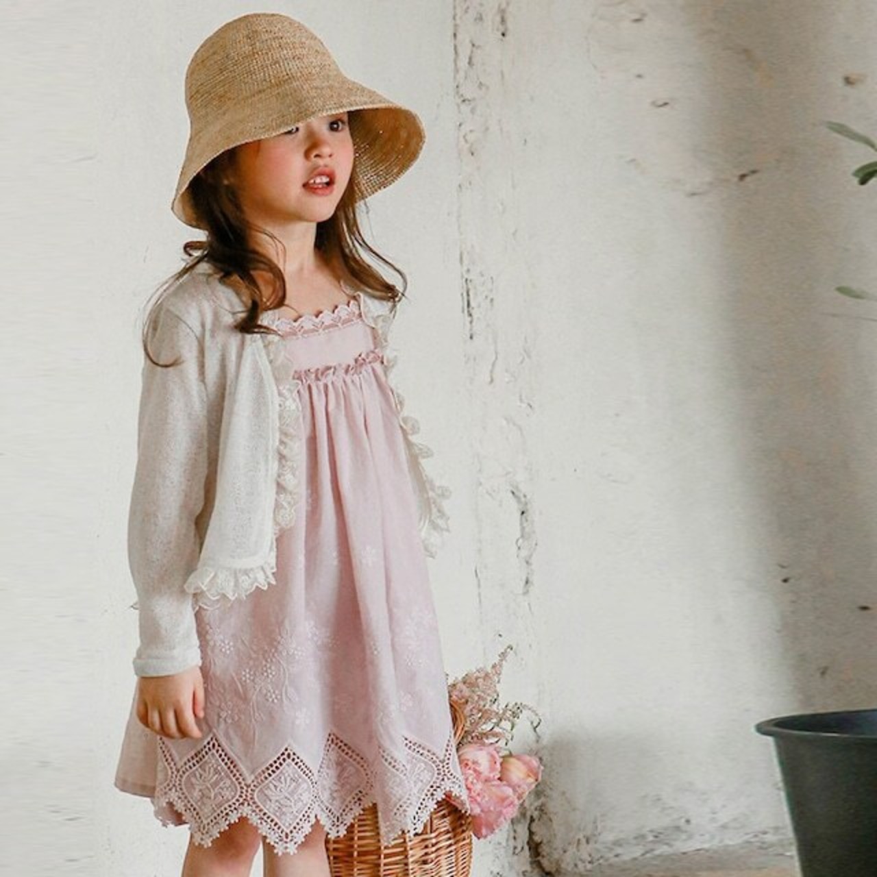 夏レーススクエアネックキャミソールワンピース