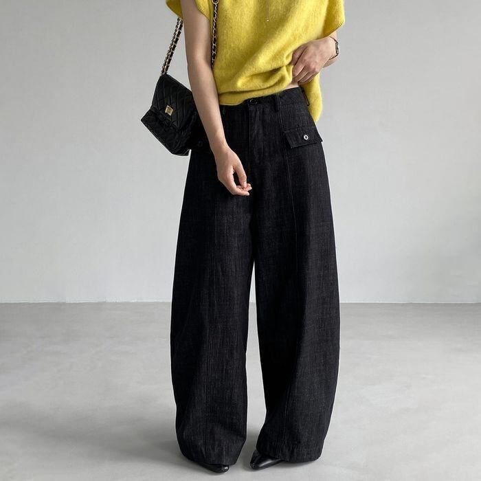 flap pocket denim pants 14709