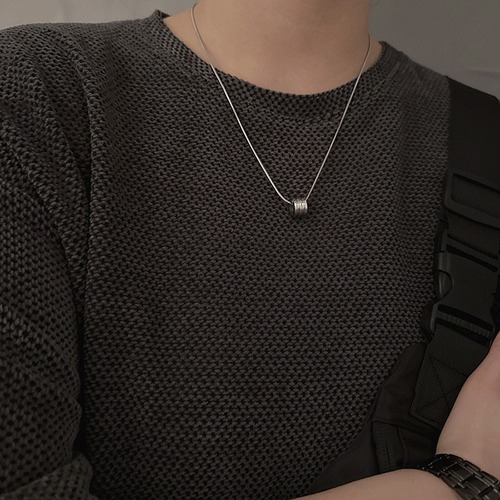 予約 メンズ ネックレス リングペンダント シルバー チェーン ステンレス 韓国 ストリート カジュアル きれいめ 小ぶり 男性用 y12114