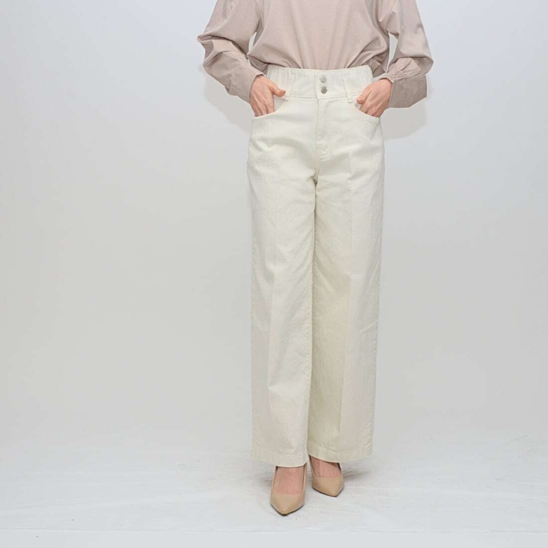 【 Praia 】ハイウエストセミワイドパンツ