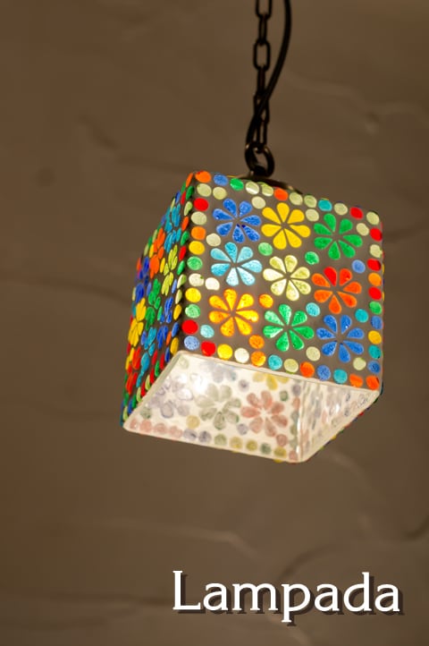 新洋電気〕 IDP705 インド・モザイクガラス ペンダントライト（四角形