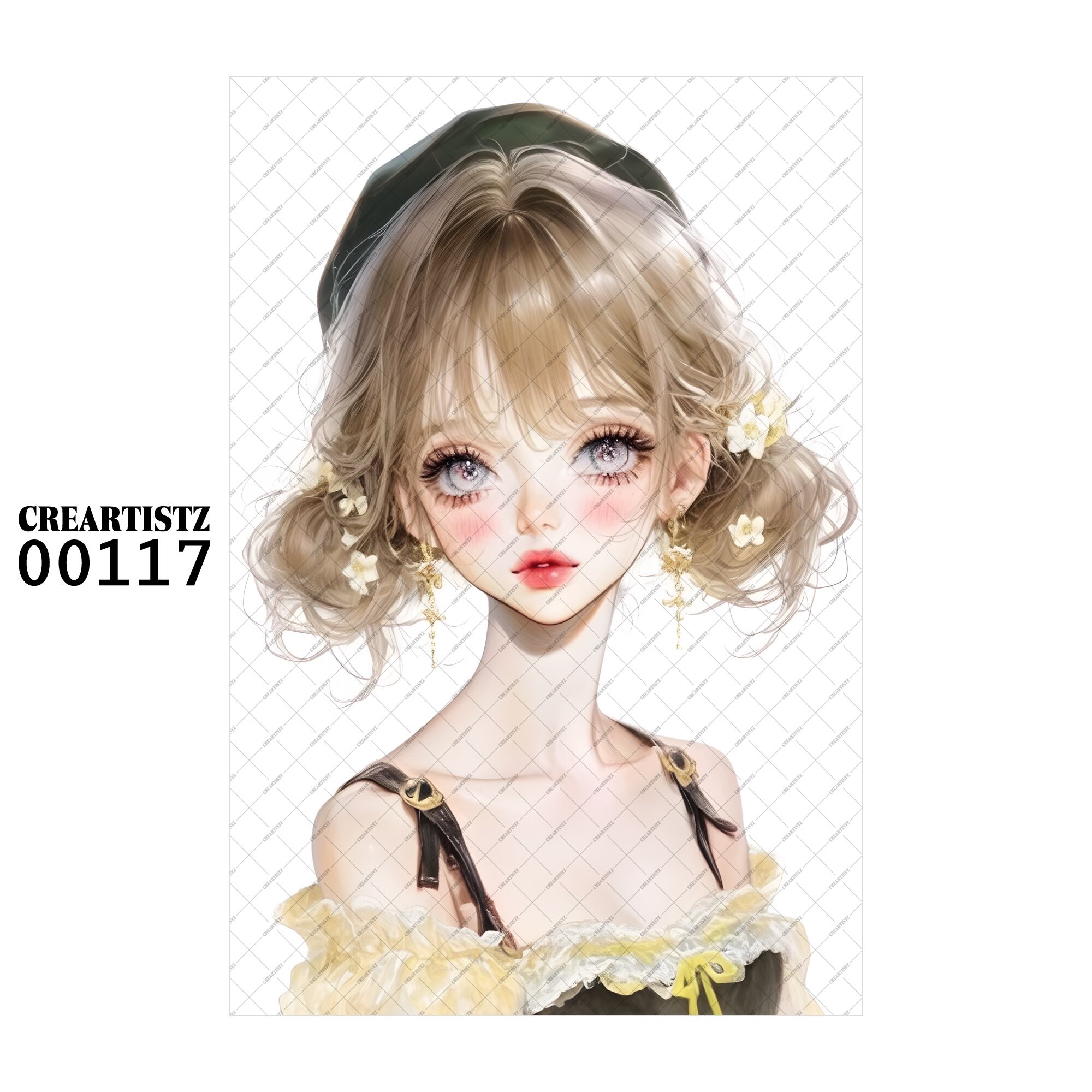 00117 ガール キュート オリジナル ペーパー/ステッカー 4枚セット CREARTISTZ