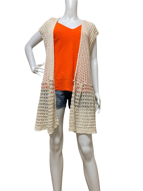 ブラジリアン ビーチカーディガン レースクロシェ風 ベージュ