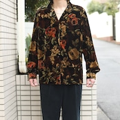 SAG HARBOR flower pattern velour open collar shirt