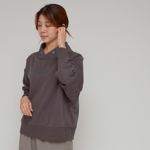 【小顔効果】ボンバーヒート フェイクパーカープルオーバー ‐ LEO-25115 チャコール ‐