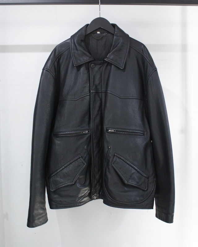 【Caka BLACK】Western Detail Vintage Leather Jacket