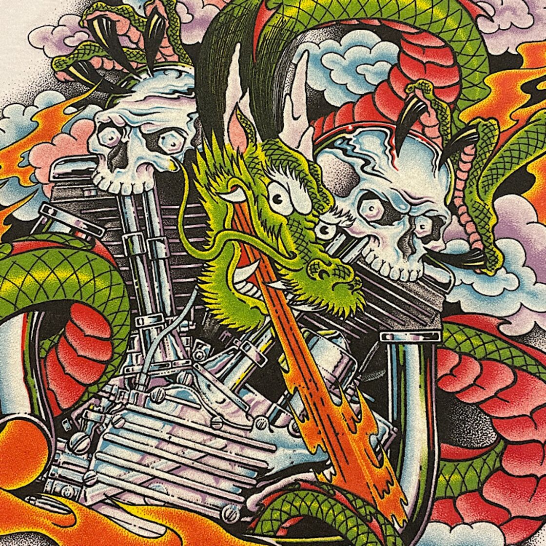 超美品 激レア 80s ビンテージ Tシャツ タトゥープリント ドラゴン 