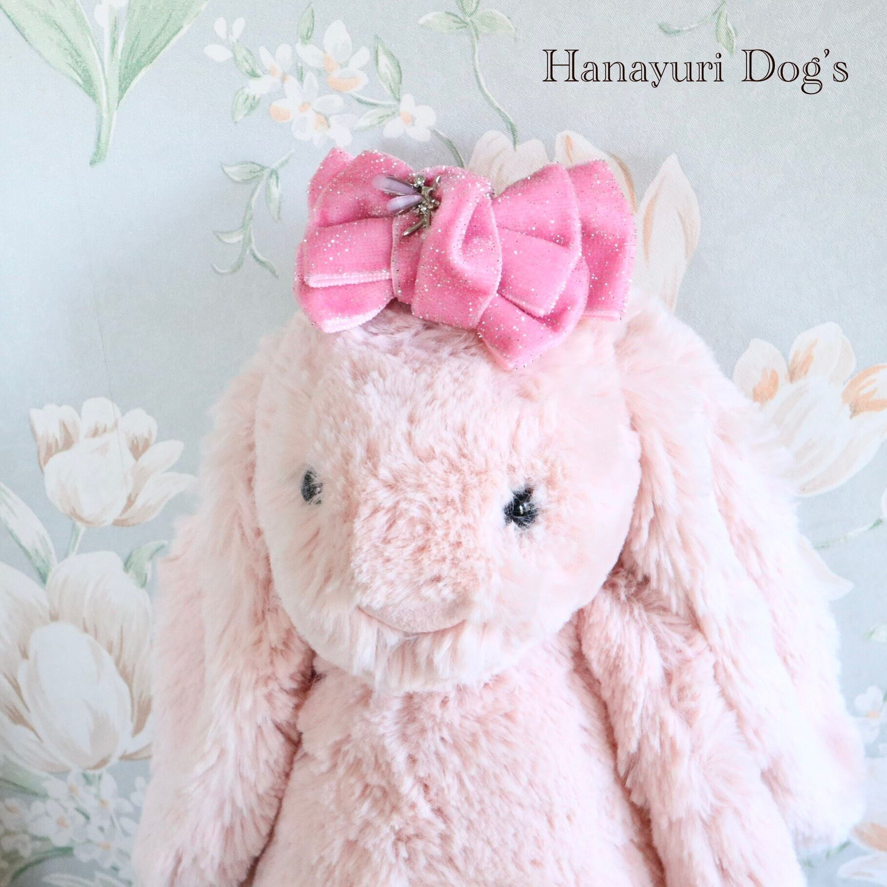 フェアリー 妖精 ラメ入りベルベット ピンク 小 犬リボン キッズ・子供