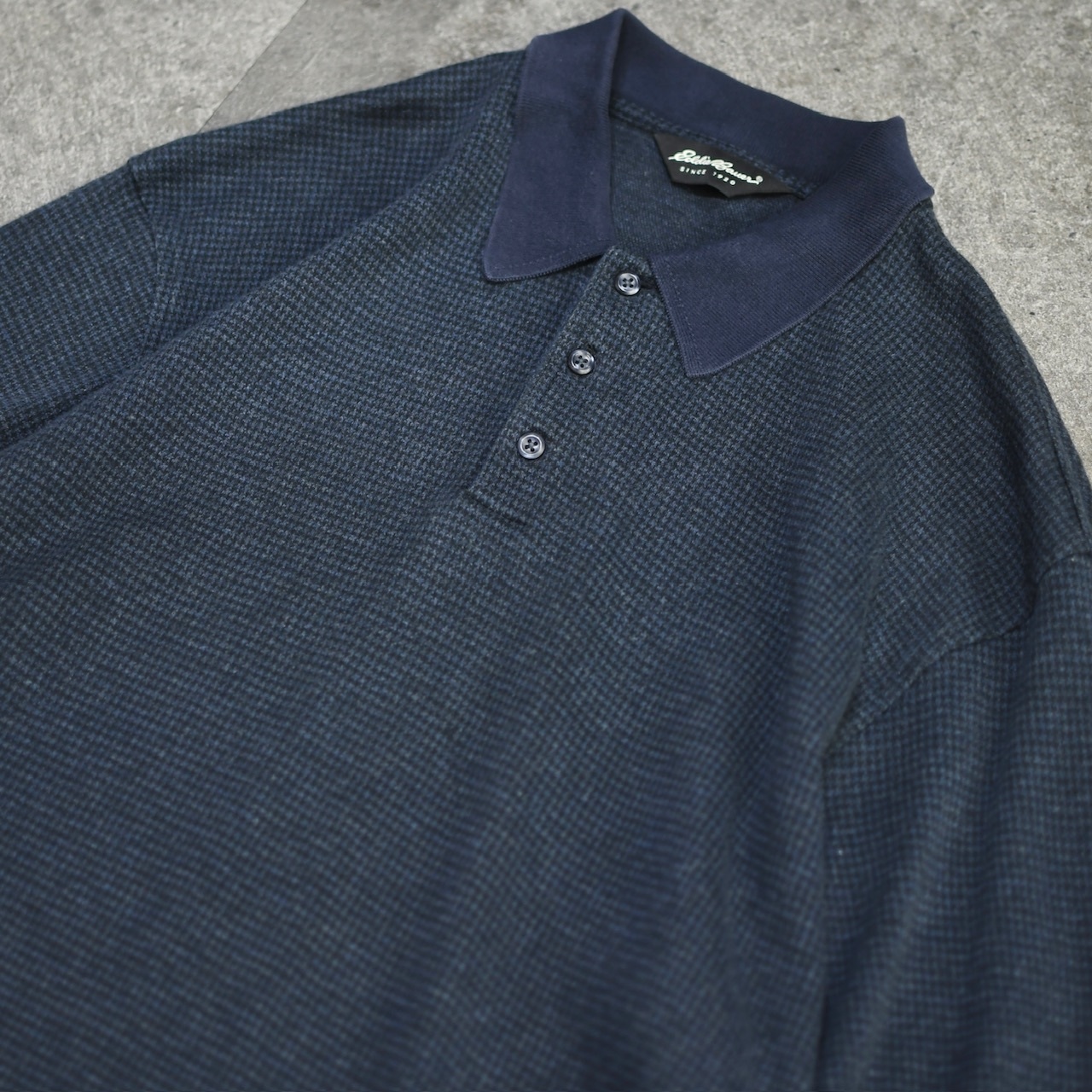 Eddie Bauer houndstooth pattern polo shirt