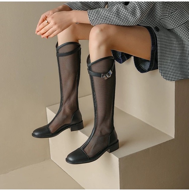 mesh long boots 3color