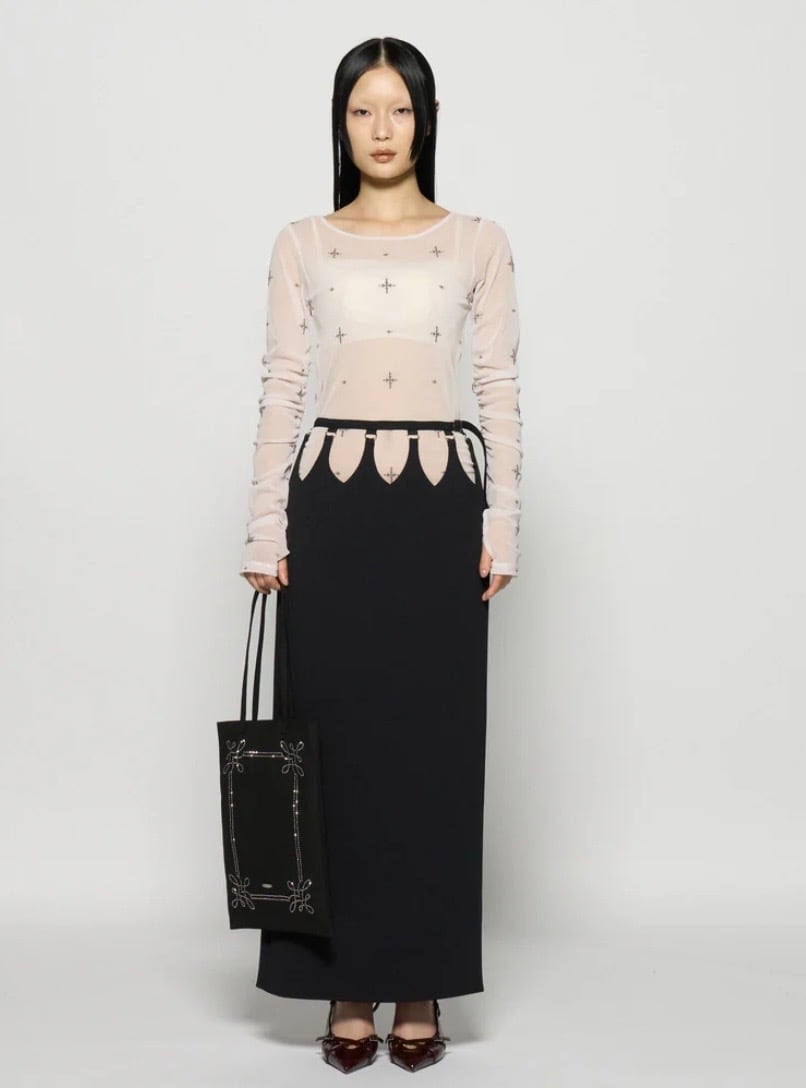 tanakadaisuke cross embroidery gather sleeve tops | AAR