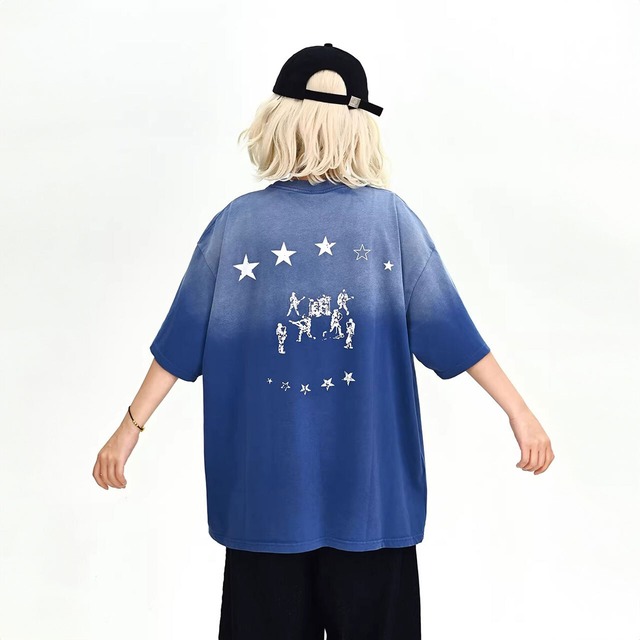 スターグラフィックフェードデザインプリントTシャツ 1col   R02140