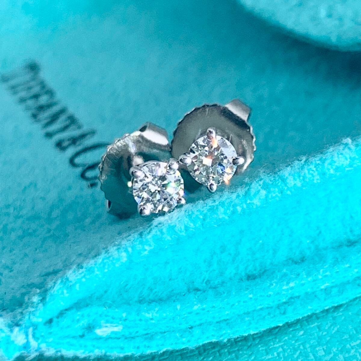 ティファニー 0.2ct ソリティア ダイヤモンド プラチナ ピアス ACB1