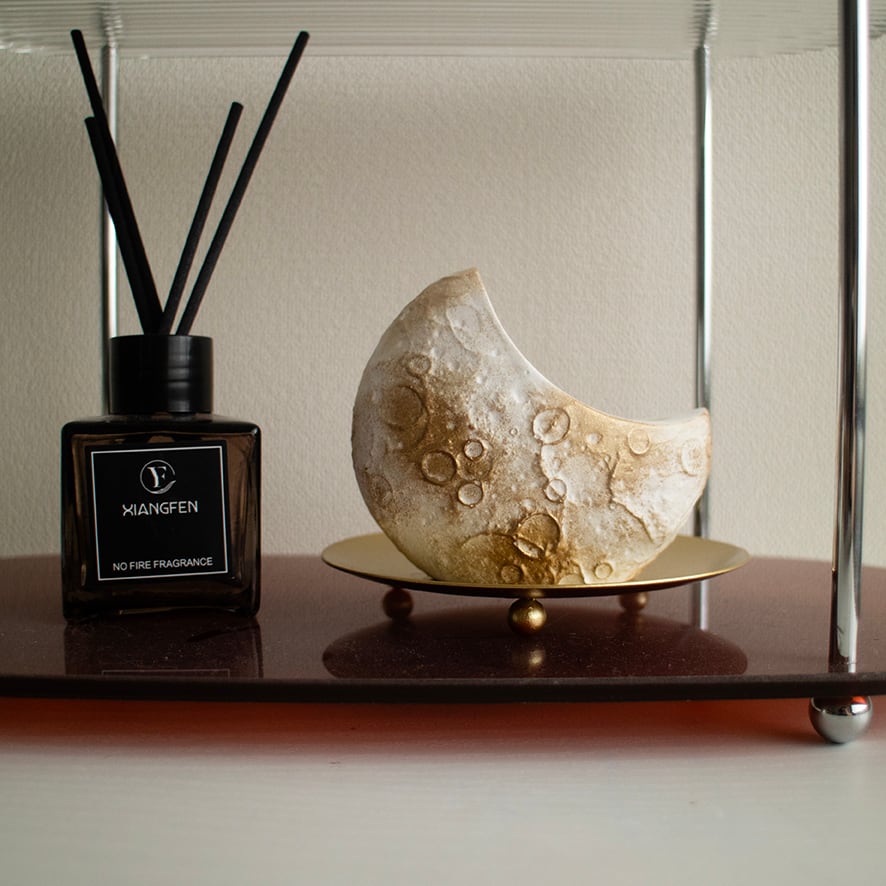 【完売】アロマストーン 香水 モノトーン フレーム ポスター オブジェ moon ship stone《夢の旅へ誘う 月船のアロマストーンオブジェ》火を