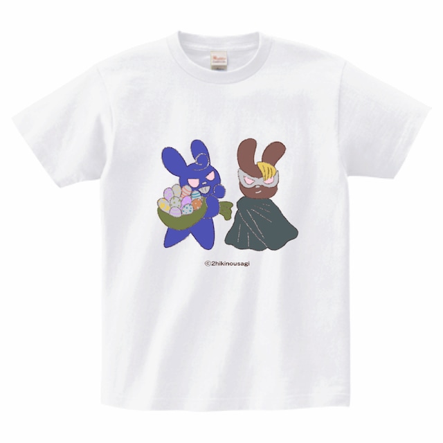 Tシャツ　どでかイラスト　怪盗うさぎ　ホワイト　S/M/L/XL