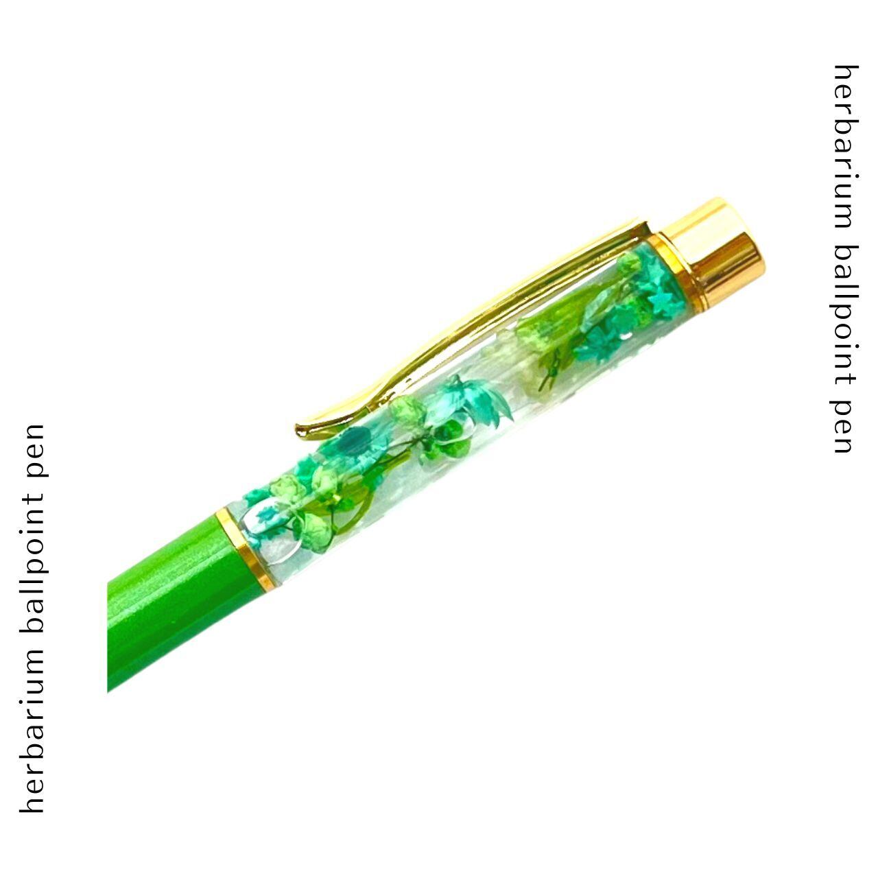 ボールペン ハーバリウム かすみ草 水色 緑 白 オレンジ 黄色 セット  