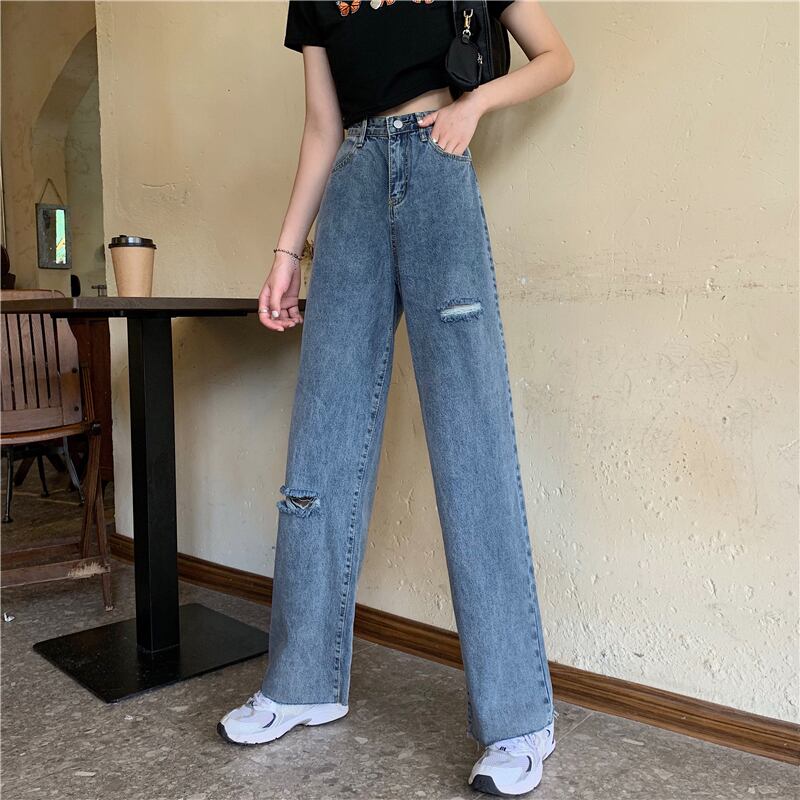 ジーンズ スプリングオータムハイウェスト薄手パンツ ロング 春物 秋物 1号婦人552241658