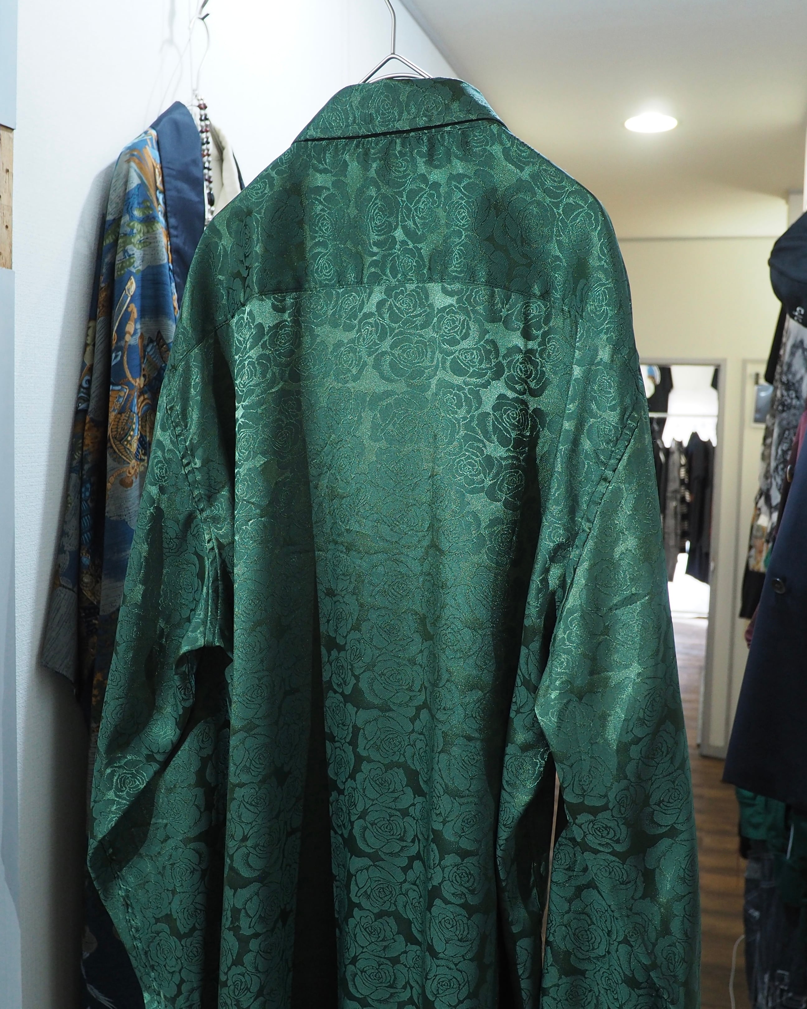 Beautiful Rose Flower Glossy pattern Drape loose Dress shirt