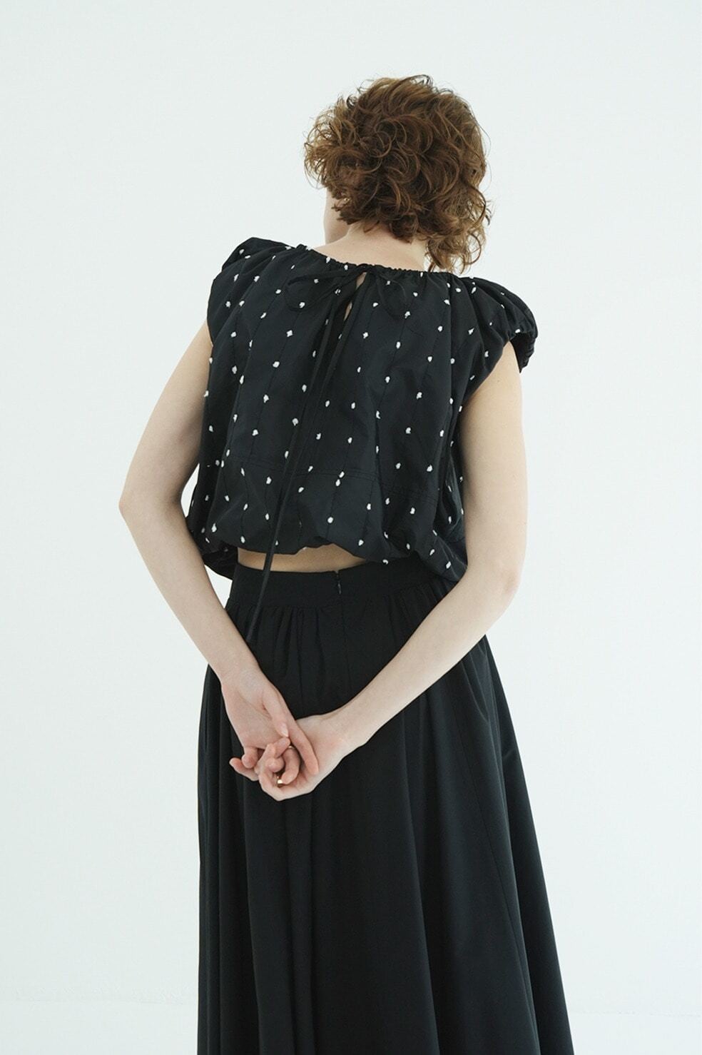 CLANE W FACE DOT SLEEVELESS RIBBON TOPS | FLICKA ASHIYA