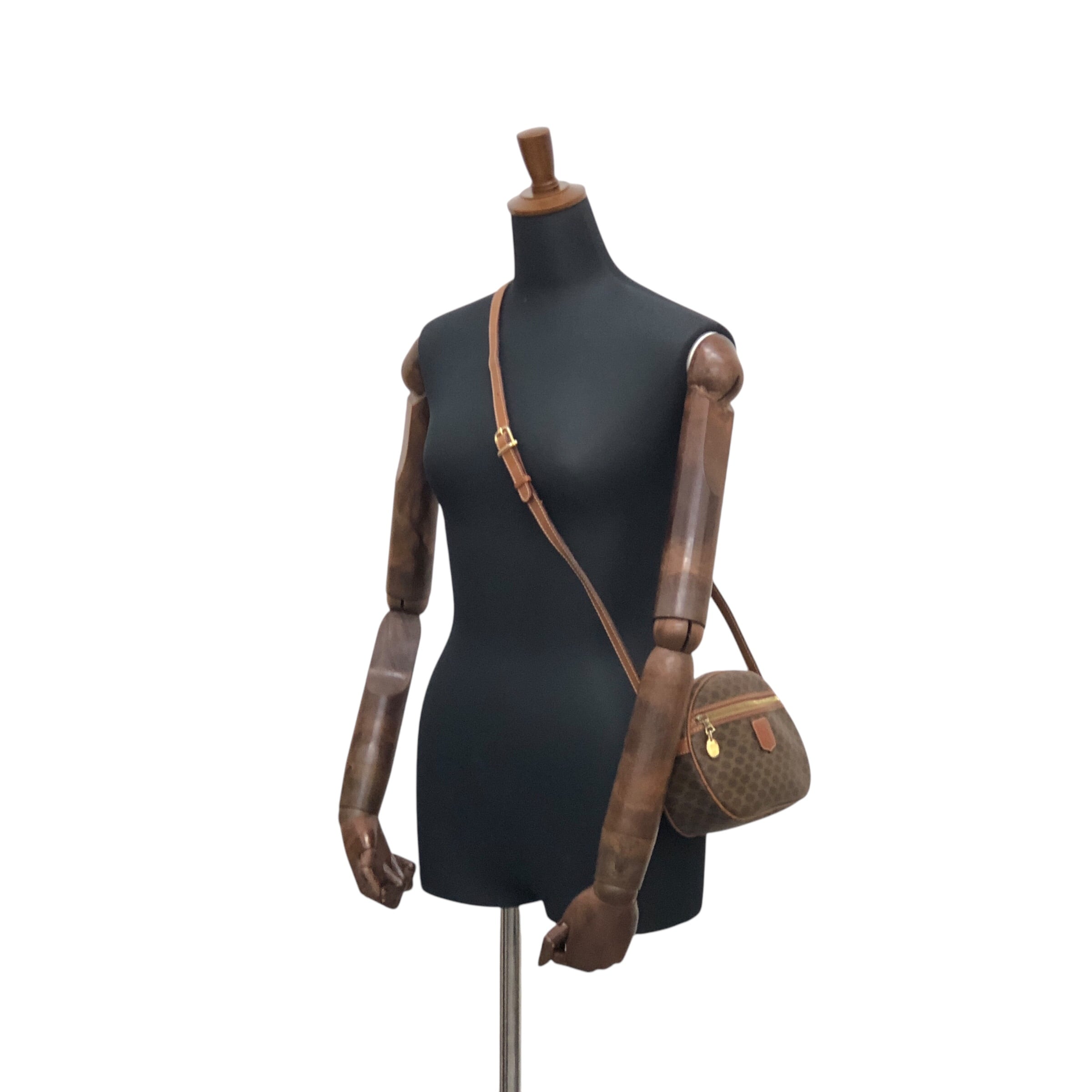 CELINE セリーヌ マカダム ショルダーバッグ ブラウン ブラゾン型押し