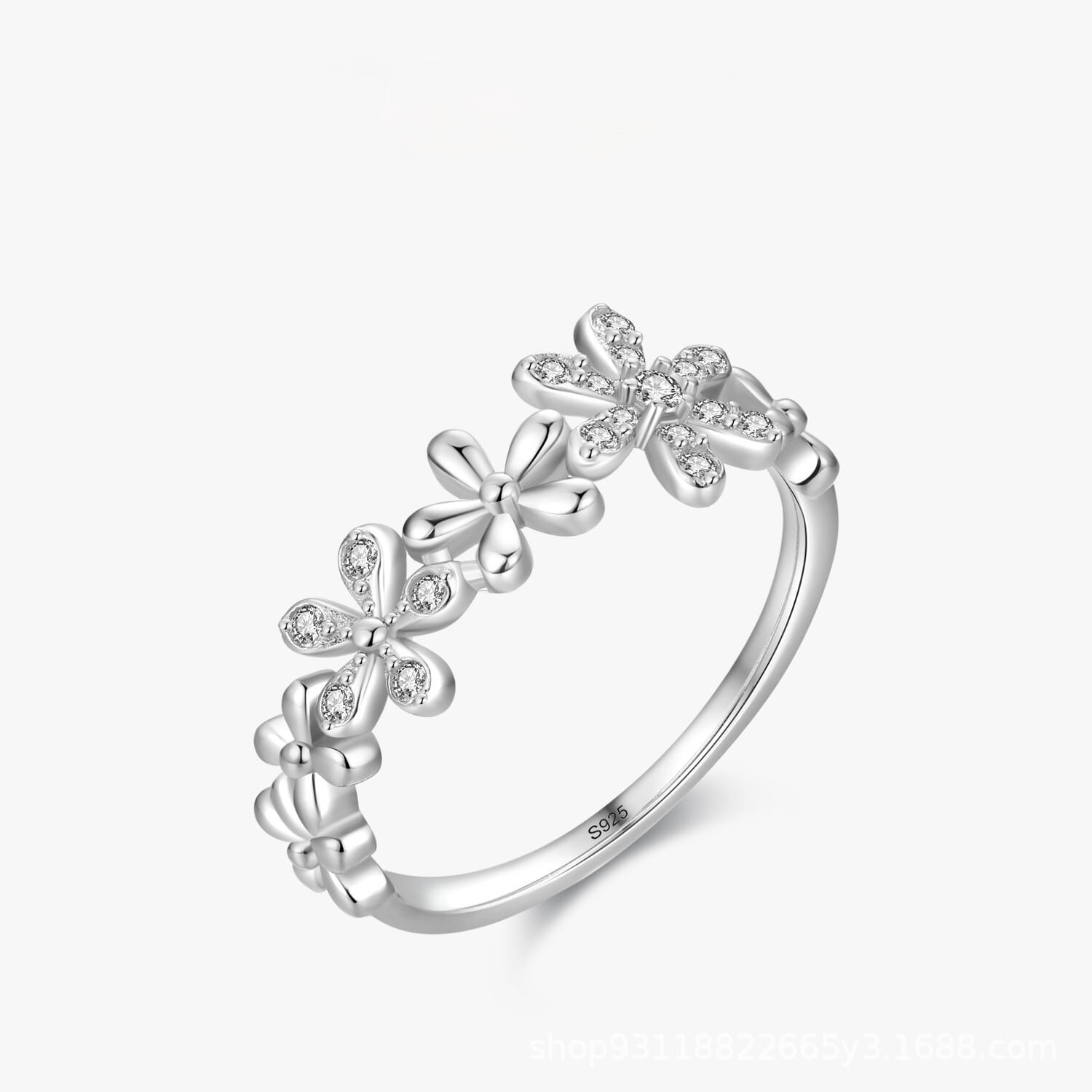 100% S925シルバーリング デージー | H₂O シルバーアクセサリーの