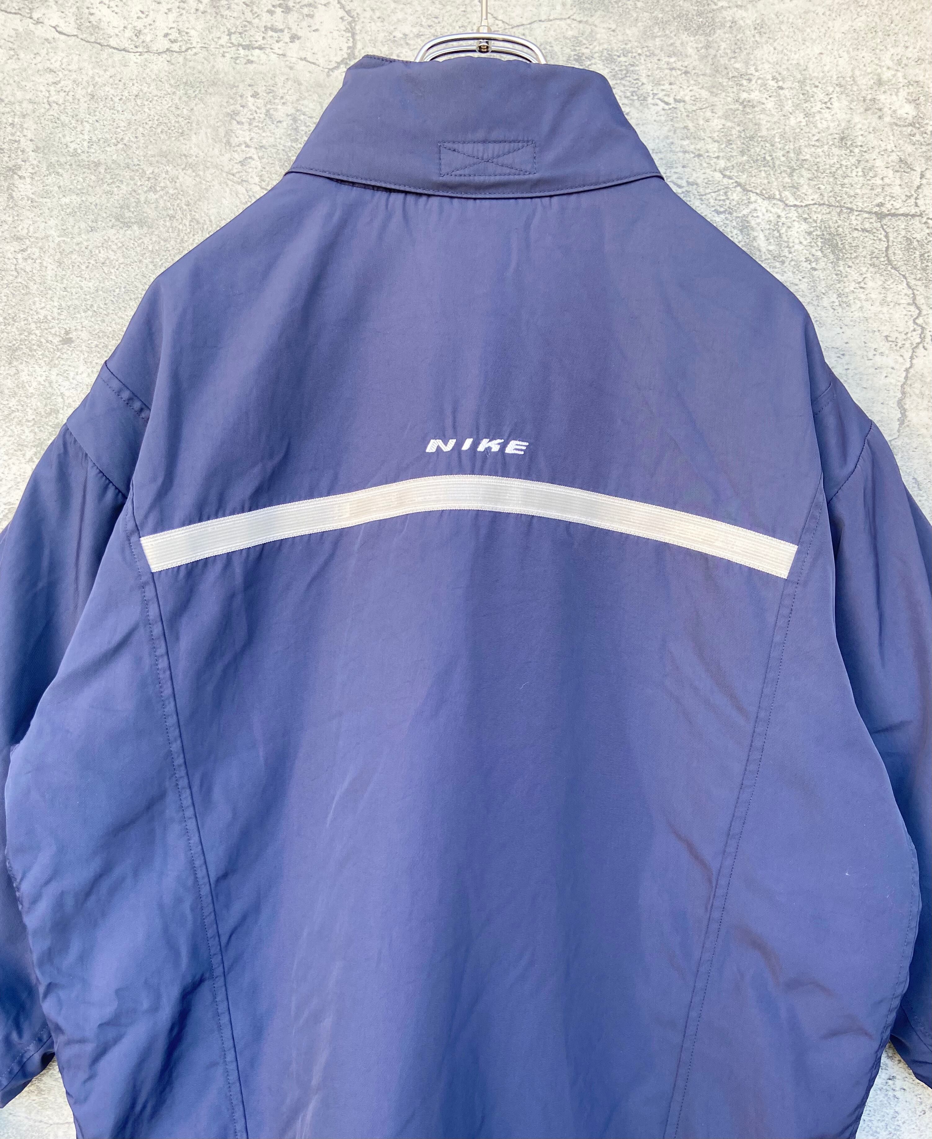vintage 90s NIKE/ナイキ 中綿ジャケット 背面 刺繍 ナイロン 紺