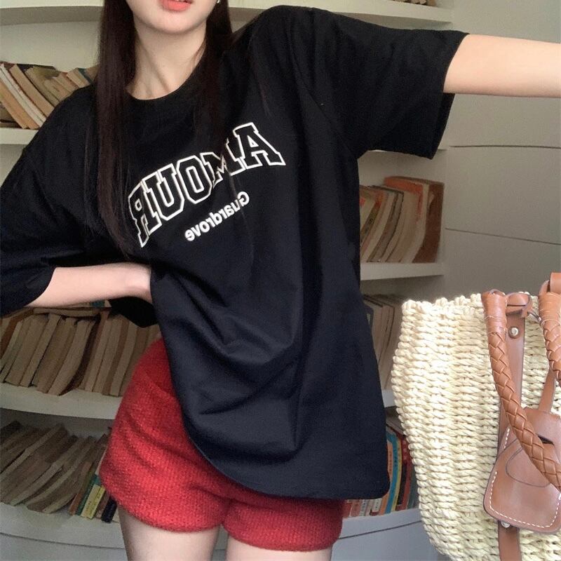 トップス Tシャツ 半袖 ロゴ プリント 英語 夏 ゆったり ルーズ