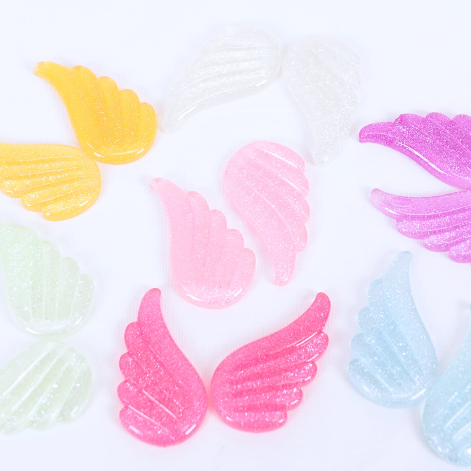 ラメ入り 羽 パーツ クリア 天使の羽 プラスチック 樹脂 02000163