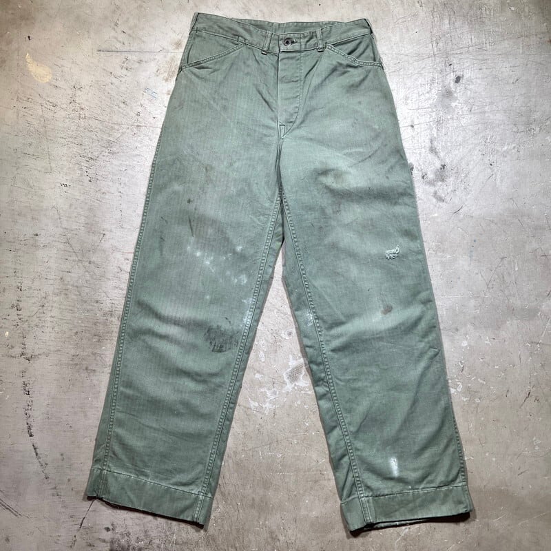 40's~ U.S.MARINE.CORPS. P-47 HBTトラウザーズ ヘリンボーンツイル ユーティリティーパンツ USMC 海兵隊 実寸W31インチ 希少 ヴィンテージ BA-2302 RM2721H