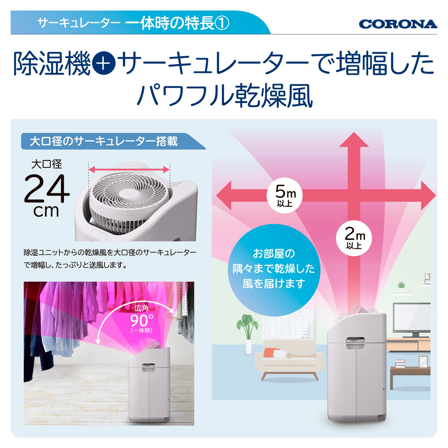 CORONA(コロナ) 衣類乾燥除湿機 サーキュレーター 分離可能 【日本生産