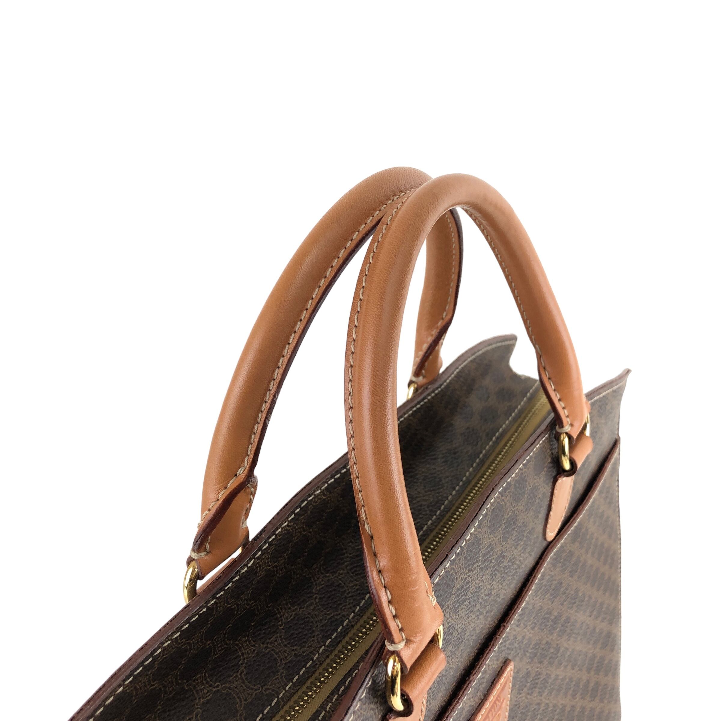 CELINE セリーヌ マカダム ブラゾン型押し レザー ハンドバッグ