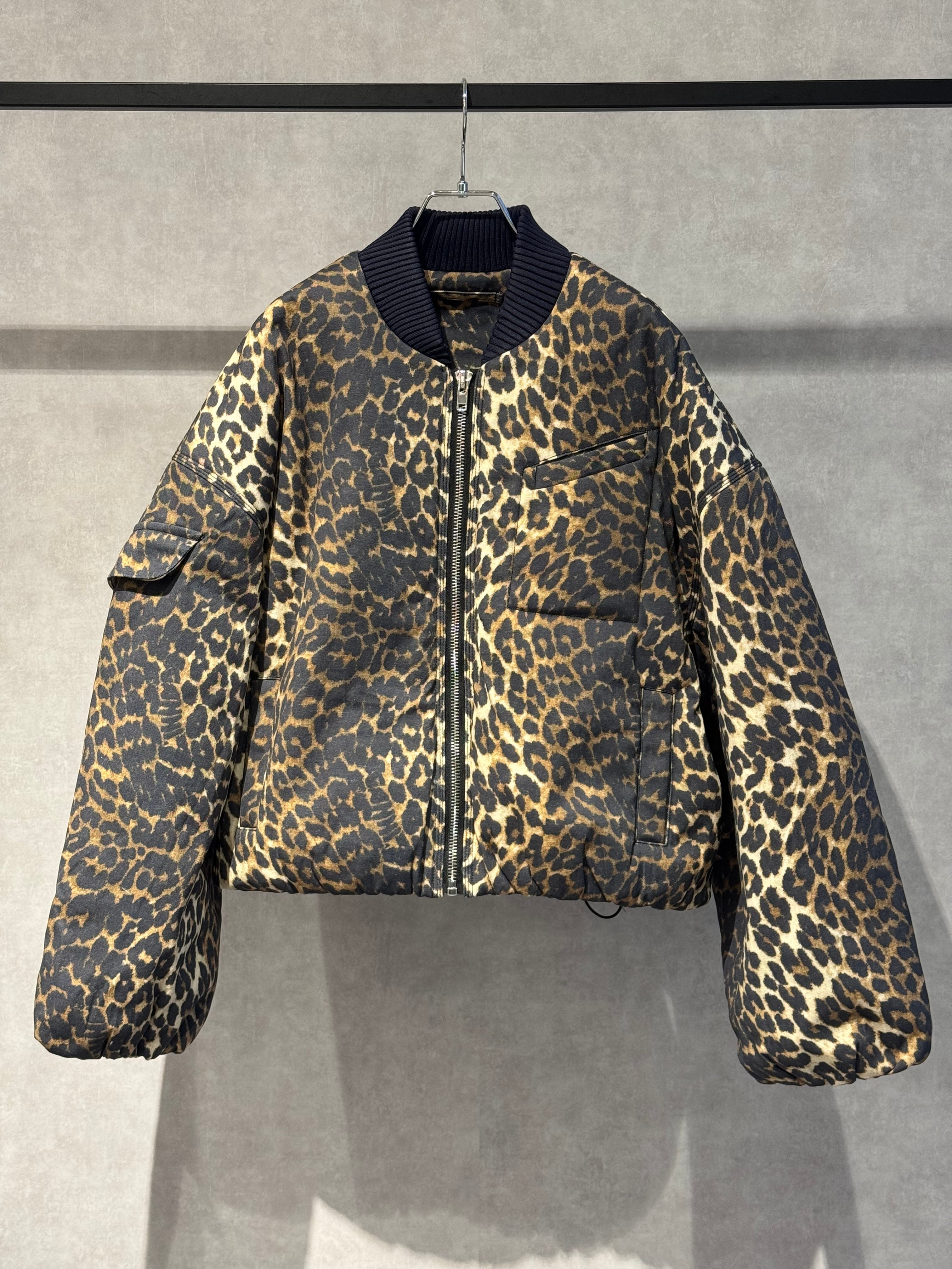 leopard cotton balloon blouson