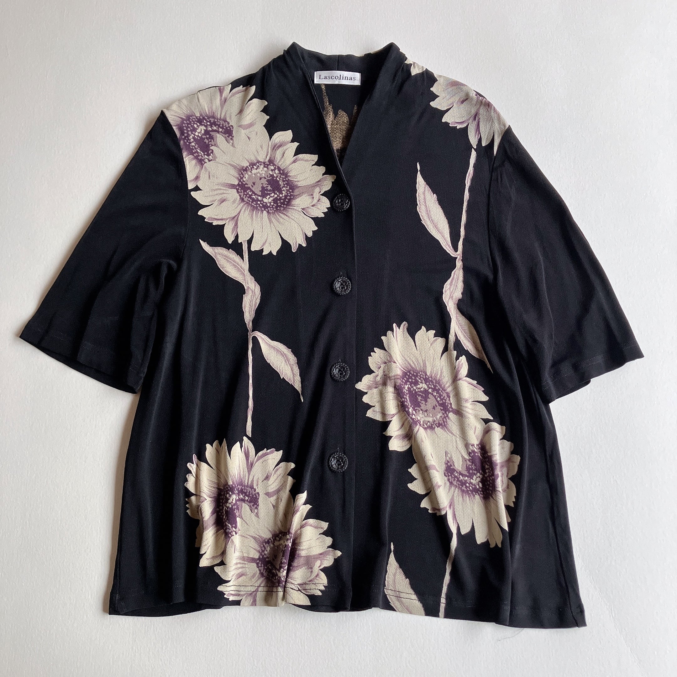 maddie 古着　vintage ブラウス 昭和レトロ】タック入りブラウス マスタード サイズM程度 レディース