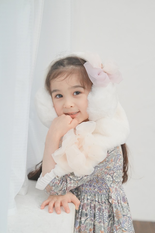 ツイードリボンイヤーマフ～LaveBlue～