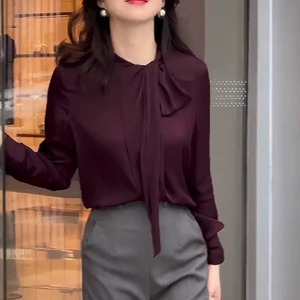 luxury tie-design blouse (2color)＜t2185＞