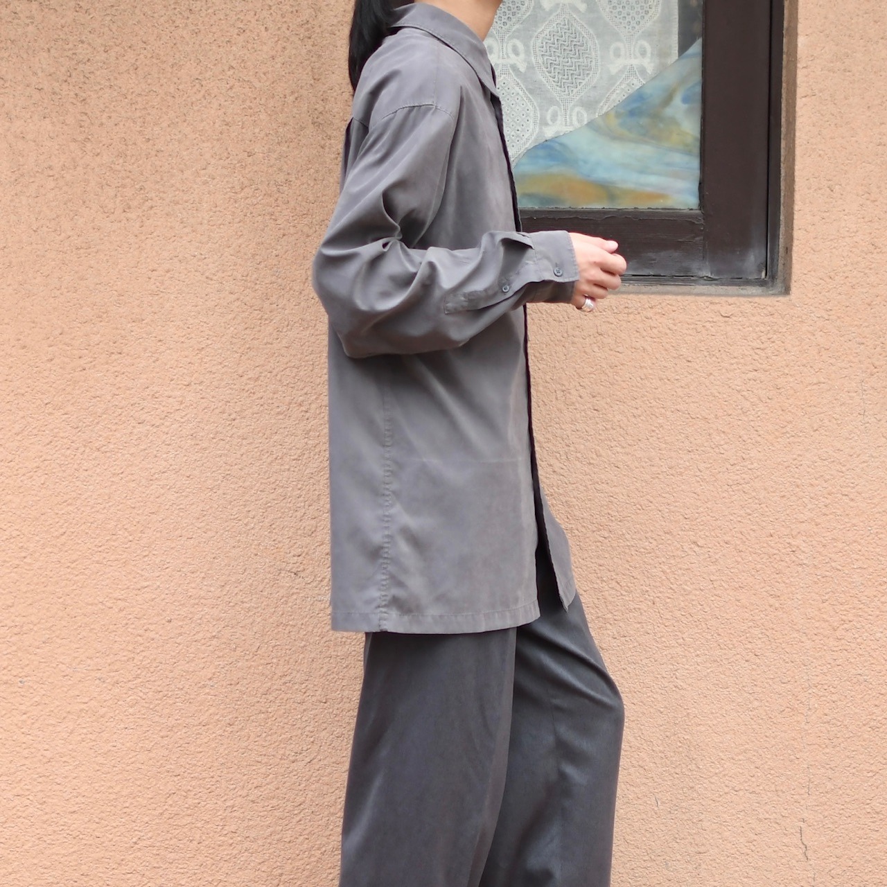BRANDINI charcoal gray smooth cloth shirt