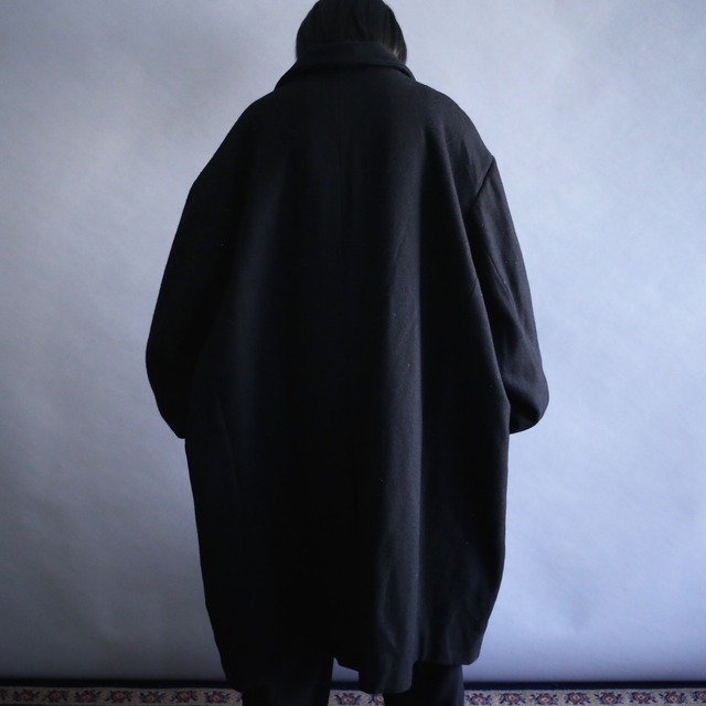 "KINGSIZE" XXXL super over size wide silhouette black wool coat