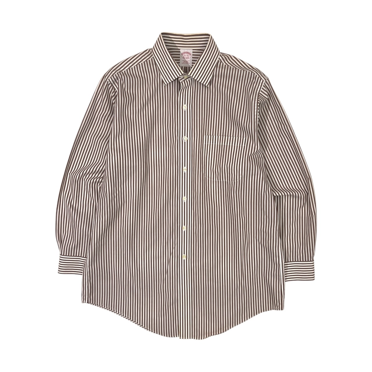 BROOKS BROTHERS ブルックスブラザーズ ノンアイロン ストライプ 長袖シャツ 15 1/2-32/ブラウン
