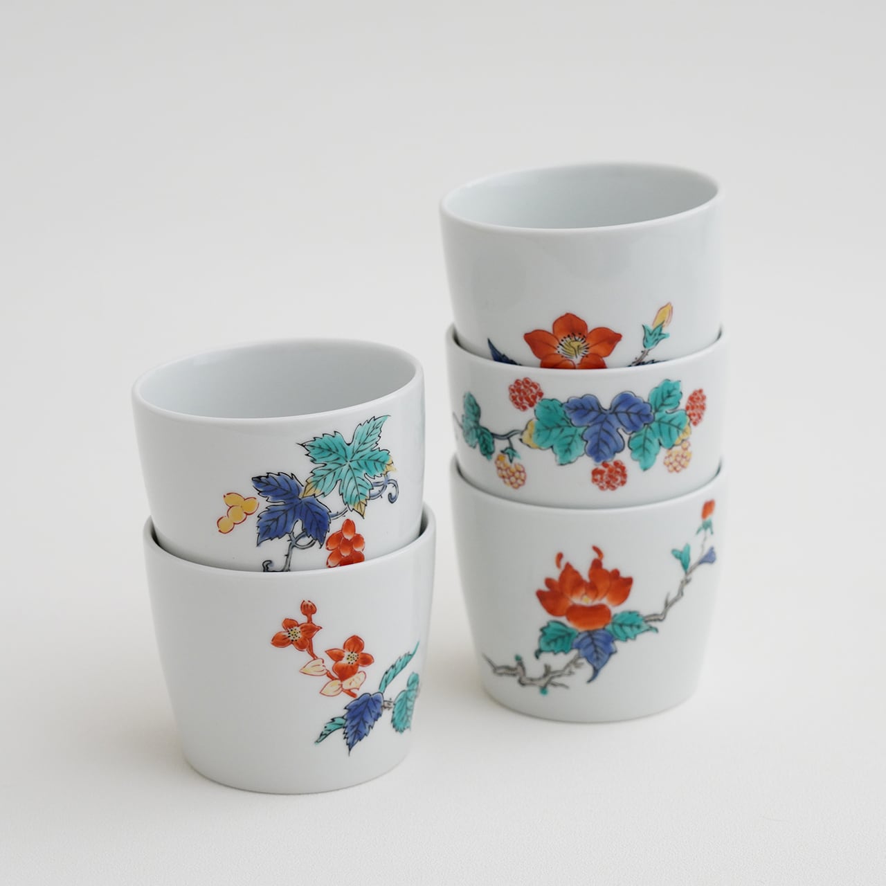 絵変わり蕎麦猪口5個組 | 肥前赤絵窯元 鷹巣